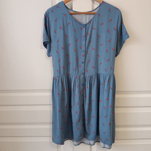 Junk Food Women's Blue Red Lighting Bolt David Bowie Dress Size 1X - Picture 1 of 12